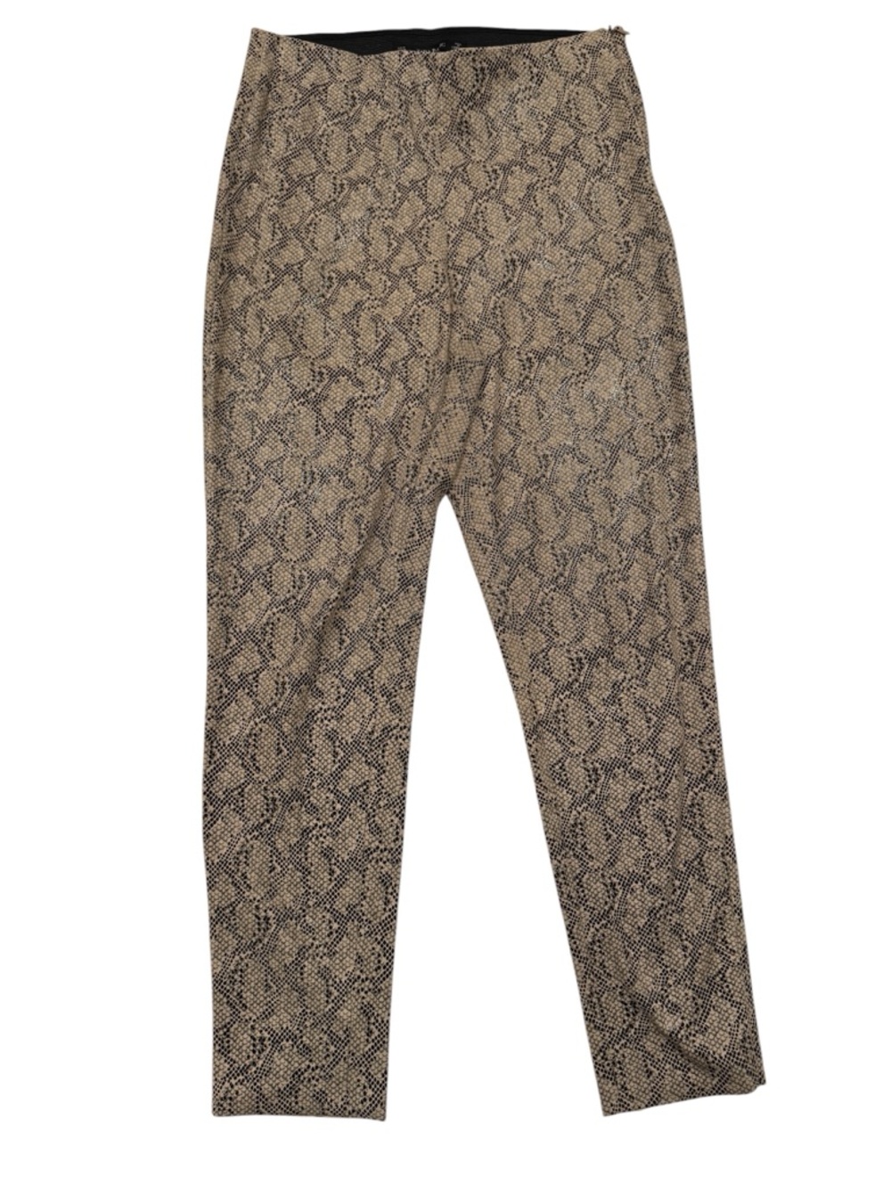 Zara Basic Womens Snakeskin Print High Rise Ankle Pants Tan‎ Black Metallic M